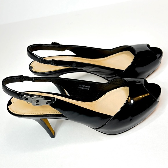 VIA SPIGA Italy Women's Peep Toe  Size 6M Slingback High Heel Black - Picture 9 of 14